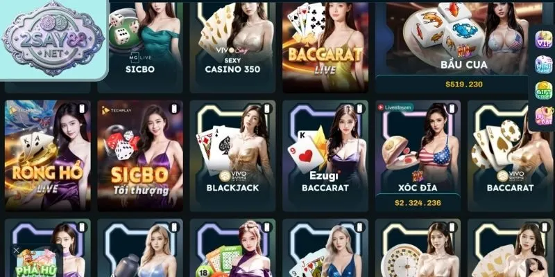 Nhiều game chơi tại casino Say88